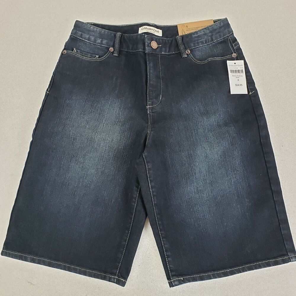 Coldwater Creek Womens Black Dark Wash Premium Denim Walking Jean Short Size 4